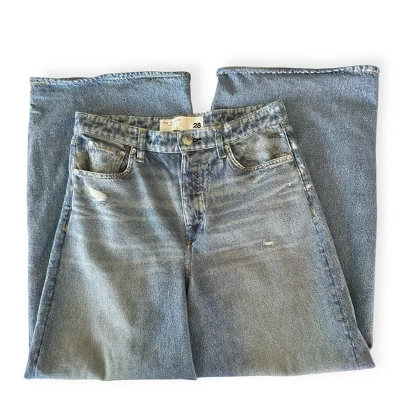 rag & bone • Miramar Andi Ankle Sweatpant Denim Light Blue Wide Leg - Picture 7 of 10